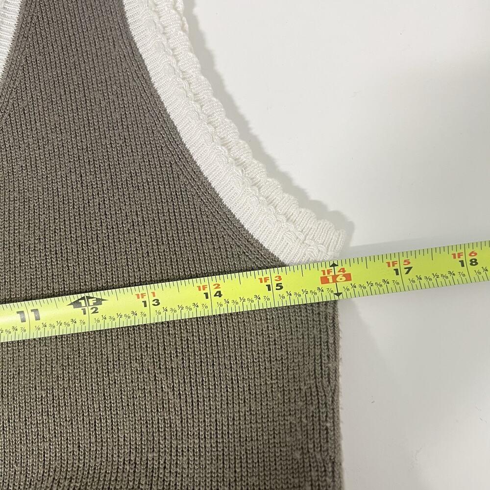 Caroline Constas Knit Maxi Dress Large Ribbed Green Minimalist Romantic NEW - Picture 8 of 11